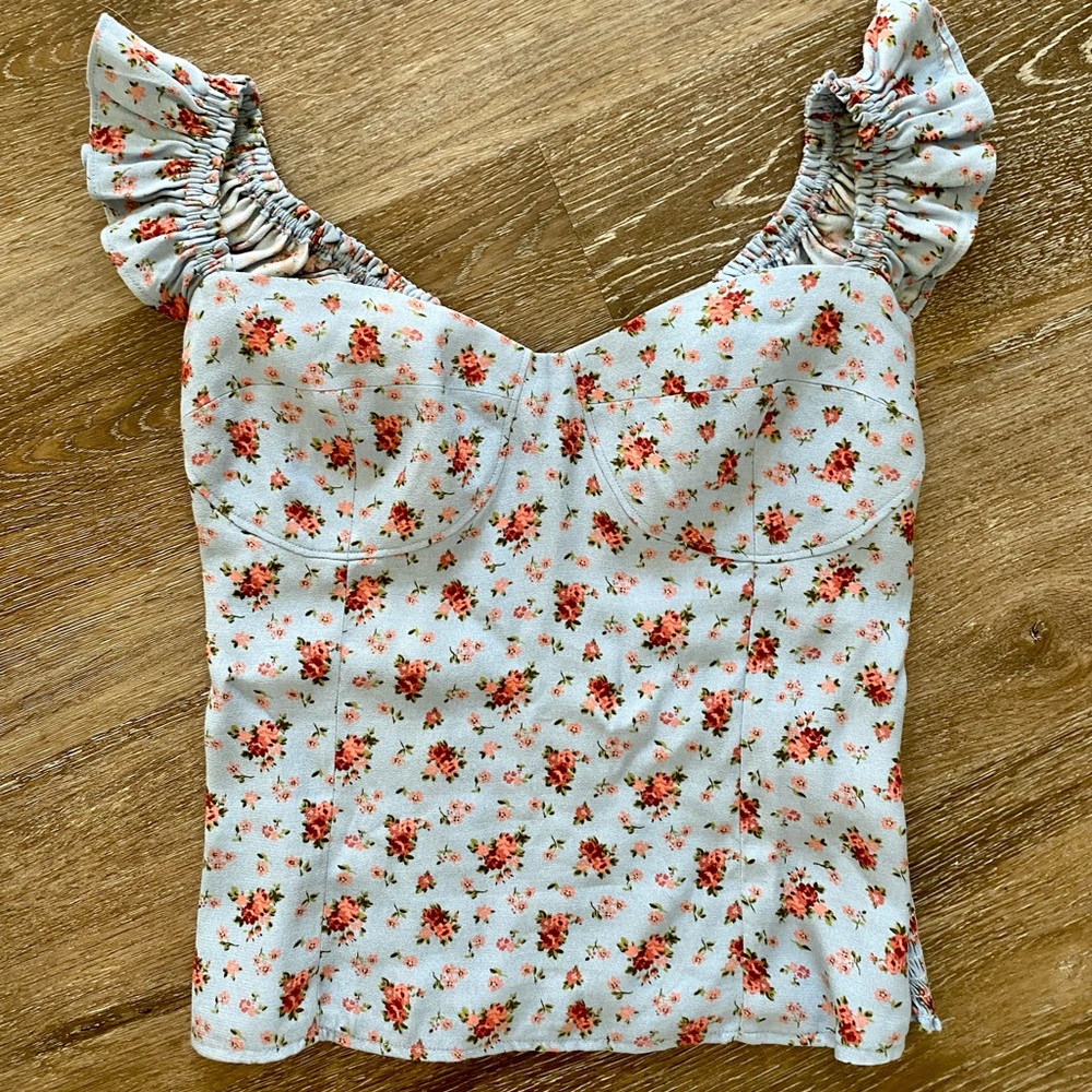 Reformation Floral Blouse - Blue